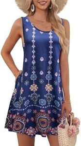 AUSELILY Women's Summer Dress Sleeveless Floral Mini Dresses with Pockets Bohemian Dress 2025 New Bohemian Saffron S
