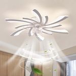 YFouCnd I Modern Smart Ceiling Fans with Lights DC Motor Reversible Silent Ceiling Fan Lights with Remote Control Dimmable 6-Speed Fan Light Timer Bedroom Living Room Ceiling Light Fan Lounge-White