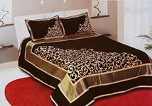 FRESH FROM LOOM Bedsheet Cum Bed Spread For Double Bed King Size 500 Tc Chenille Velvet 2 Pillow Cover Size - 90X100, Brown