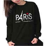 Brisco Brands Paris with Love Women Shirts Funny Picture Shirt Sweatshirt Black