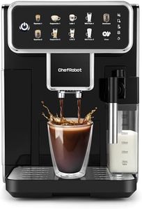 Chef Robot Automatic Espresso Machine Coffee Maker 12 Cup with Grinder Cappuccino Latte Americano Machine with Milk Frother for Home/Office (Black)
