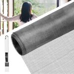 BUZIFU Window Screen Mesh 120 x 120cm Fiberglass Screen Fly Screen Wire Mesh Insect Mesh Replacement Cuttable Mosquito Net Pet Screen with Cleaning Brush for Windows Doors Patio, Cat-Proof, Grey