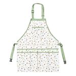 HOMESCAPES Green Floral Gardening Apron with Bee Floral Design Waterproof Gardening Apron with Pockets for Women with Adjustable Neck Strap