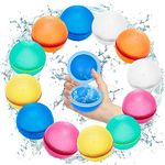 UZHNOE Water Bombs Reusable Magnet, Pack of 12 Reusable Water Bombs, Self-Closing, Refillable Water Bombs, Magnetic, Water Balloons Reusable for Party Water Battle