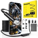 Maxpow Endoscope Inspection Camera – IP67 Waterproof Endoscope, 1920HD Plug & Play for iPhone/Android, Borescope Inspection Camera with Snapshot & Video Record, For Engine & Plumbing 4.98M -Upgraded