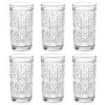 Bekith 6 Pack 360ml Romantic Water Glasses, Premium Drinking Glasses Tumblers for Beverages, Beer, Refreshments, Vintage Glassware Set for Dinner Parties, Bars, Restaurants