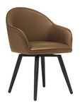 Dome Swivel Accent Chair with Arms, Dining Office Task Chair, Black/Caramel Brown Blended Leather