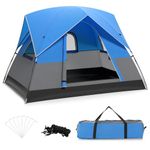 COSTWAY 3 Person Outdoor Camping Tent, Waterproof Family Tent with Removable Floor Mat, Rainfly & Carrying Bag, Portable Double-layer Dome Tent Sun Shelter for Hiking Traveling