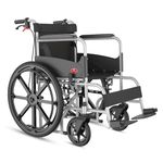 EASYCARE Foldable Wheelchair for Elderly & Patients | Self-Propelled | MS Frame with Hammered Finish | Travel-Friendly, Indoor Use | Adjustable Seat Belt & Comfortable Footrests