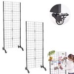 ODOXIA 2 packs | Grid wall | Black Metal Display Rack With Wheels | Display Racks For Craft Shows | Space-saving Gridwall Panels & Units | Retail Panel | Portable Retail Grid