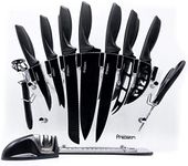 Kitchen Precision 17 Piece Knife Set - Kitchen Utensil Set - with Kitchen Scissors and Knife Sharpener - in an Acrylic Knife Block Set - Kitchen Tools & Gadgets - Kitchen Knives - Kitchen, Knife