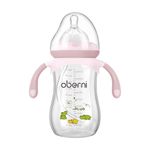 Oberni Anti-Colic Baby Bottle with Level 4 Fast Slow Nipple and Non-Slip Handles, 9oz / 270 mL, 12 Months+, Pink/1Pack