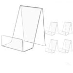 SIYOMG Acrylic Book Stand, 5 Pack Plastic Display Easel with Ledge, Clear Tablet Holder for Displaying Pictures, Albums, Books, Music Sheets, Notebooks, Artworks, CDs