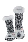 BSTcentelha Women Slipper Socks Super Soft and Warm Fleece Lined Socks Stripe Cute Animals Winter Socks for Women and Girls … (Black Bear)