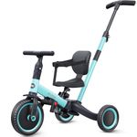 newyoo Tricycles for 1-3 Year Olds, Toddler Bike, for Boys and Girls, Toddler Tricycle with Parent Push Handle, Trike with Backrest and Safety Belt, Blue, TR007