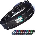 Black Rhino - The Comfort Collar Ultra Soft Neoprene Padded Dog Collar for All Breeds - Heavy Duty Adjustable Reflective Weatherproof (Medium, Black)