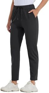 Willit Women's Golf Travel Pants Lounge Sweatpants 7/8 Athletic Pants Quick Dry On The Fly Pants Black XL