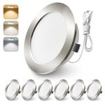 ALUSSO LIGHTING 12V LED Spot Lights, 3000K-4000K-6000K 12V LED Downlights, 4W 270LM 12V Recessed LED Lights for Under Cabinet, Kitchen, RV, Campervan, Caravan, Motorhome, Roof (Nickel) - 6 Pack