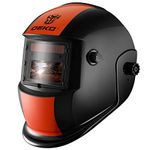 DEKOPRO Welding Helmet Solar Powered Auto Darkening Hood with Adjustable Shade Range 4/9-13 for Mig Tig Arc Welder Orange Black