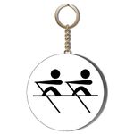 Gift Insanity ROWING STICK FIGURES BLACK ON WHITE 58mm LONG CHAIN KEYRING