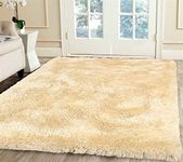 Tauhid Carpet Modern Shaggy Rug (Cream, Microfiber, 6.6 X 9.9 Feet)