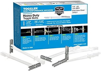 TOGGLER SNAPTOGGLE BBS Toggle Anchor, 304 Stainless Steel Channel, Made in US, 3/8" to 3-5/8" Grip Range, For 1/4"-20 UNC Fastener Size (Pack of 100)