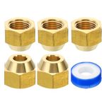 PATIKIL 5/16" Brass Flare Nut, 5pcs SAE 45 Degree Copper Flared Tube Fitting Brass Pipe Fitting for Air Conditioner Water Gas Line, Glossy