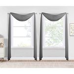 NICETOWN Luxury Scarf Valances for Living Room - Long Swag Elegance Solid Window Treatment Outdoor Decoration for Wedding/Party (60" x 216", Dark Grey, 2 Panels)