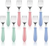 9 Pieces Stainless Steel Toddler Forks, Baby Forks, Kids Forks, for Self Feeding Metal Forks Boys Girls Small Training Forks for Children Cutlery Forks with Round Handle Safe Flatware