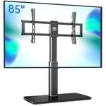 FITUEYES Universal TV Stand on Table for 43 to 85 inch LCD/LED/OLED / 4K Flat Screen TV, Tabletop TV Stand Mount with Height Adjustment and Swivel 60 Degrees