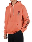 ZAFUL Fleece Lightweight Hoodie Couples Sweatshirt Trendy Letter Rose Print Sweatshirt Hooded For Teens Men Women Youth, A-orange, Medium