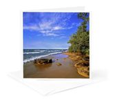 3dRose gc_91214_5 6 x 6-Inch Mi Pictured Rocks Au Sable River Lake Superior - Us23 Rer0014 - Ric Ergenbright - Greeting Card