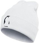 Ozrhuve Gifts for Women Cute Beanie Winter Knit Hat Embroidered Cuffed Skull Caps Halloween Christmas Xmas Birthday Gifts, Penguin Embroidery-white, One Size