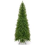 Takuvan 6ft Artificial Pencil Slim Christmas Tree, Includes Metal Stand, Kingswood Fir, Easy Assembly with Hinge