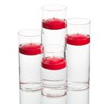 Set of 4 Eastland Cylinder Vases and 4 Richland Floating Candles 3" (Dark Pink)