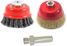 inditrust New Combo of 3inch 75mm Crimped Wire and Twisted M10 Thread Cup Brush with adaptor for 4inch Angle Grinder