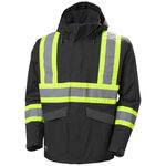 Helly-Hansen Alta Waterproof High Visibility Shell Jackets CSA for Men with Detachable Hood and Napoleon Pocket; Class 3, 950 Ebony - Small
