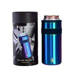 Elemental Insulated Slim Can Cooler, Triple Wall Stainless Steel Skinny Can Cooler - Drink Cooler Insulator for 12oz Skinny Seltzers, Beer, Soda Cans - Iridescent