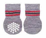 Trixie Non-Slip Socks for Small, Medium Dogs (Chihuahua, Toy Poodle) | Protect from Small Wounds, Cold Floors and Dusty Furniture-2 pcs, S-M, Grey