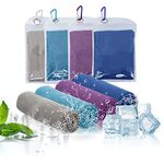[47"x12"] Cooling Towel 4Pack, Ice Towel, Cooling Neck Wrap Scarf,Microfiber Ice Cold Towel for Yoga, Travel, Golf, Gym, Fitness, Running, Workout & More Activities (4Pack/Light gray,light blue,purple,royal blue)