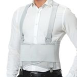 NEOtech Care Lumbar Brace with Removable Pants Clips & Detachable Suspenders - Back Support Belt - Adjustable, Light, Breathable - Shoulder Holsters - Work, Posture - Grey (Size L)