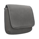 kwmobile Cable Organiser Bag - Soft Protective Neoprene Tech Pouch - 16 x 12 cm - Cable Travel Organiser Storage with 2 Interior Mesh Pockets - Light Grey