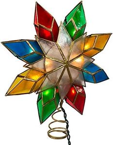 Kurt Adler 10-Light Multi-Color Capiz Star Tree Topper