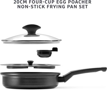 Prestige 2-in-1 Egg Poacher Pan – 4 Non-Stick Inserts, 20cm Induction Frying Pan with Lid