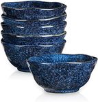 vicrays Ceramic Small Dessert Bowls Set - 10 oz, Set of 6, Microwave, Oven and Dishwasher Safe, for Rice, Ice Cream, Soup, Snacks, Cereal, Side Dishes, Kitchen Bowls Set (Starry Blue)