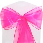 Time to Sparkle Pack of 20 Organza Sashes 22x280cm Wider Sash Fuller Bows Chair Cover Bows Sash for Wedding Party Birthday Decoration - Hot Pink