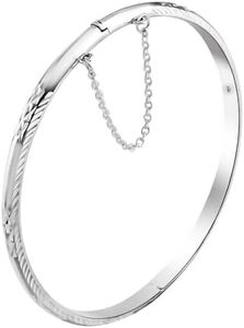 Shop LC 925 Sterling Silver Bracelets For Women Diamond Cut Bangles Cuff Jewelry Cute Birthday Gifts for Women 7.5" Birthday Gifts