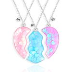 HUASAI 3Pcs Best Friends Necklace for Girls Bff Pendant Necklace for 3 Half Broken Heart Friendship Necklace Birthday Gift, other, other