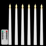 Sequpr 6PCS LED Taper Candles with Remote Control, Flameless Candles, Battery Operated Candle Lights, LED Long Candles for Christmas Wedding Birthday Party Wedding Church Home Table Decoration