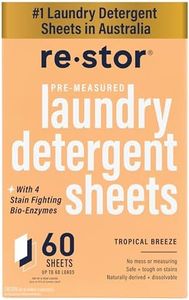 restor Laundry Detergent Sheets Tropical Breeze 60 Loads | Eco Friendly Plastic Free Travel Laundry Washer Sheets | Superior Stain Fighting Washing Detergent sheets Number One in Australia